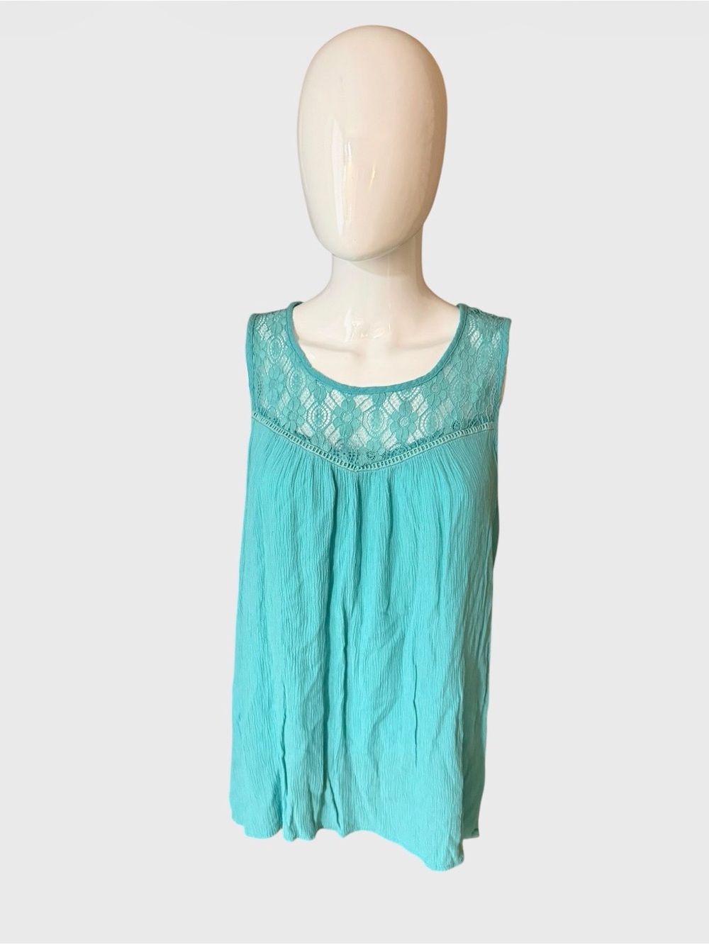 Signature Studio Teal Lace Yoke Tank
